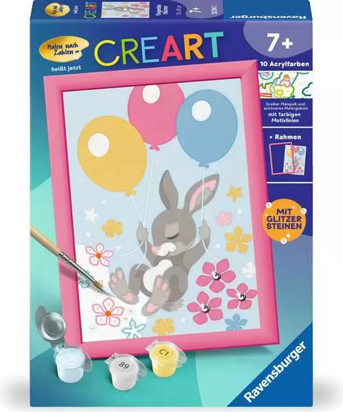 CreArt Fliegendes Häschen - Malen nach Zahlen für Kinder ab 7 Jahren