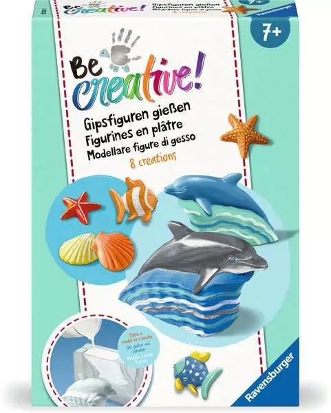 BeCreative Midi - Bastelset DIY Gipsfiguren gießen Delfine - Bastelset für Kinder ab 7 Jahren