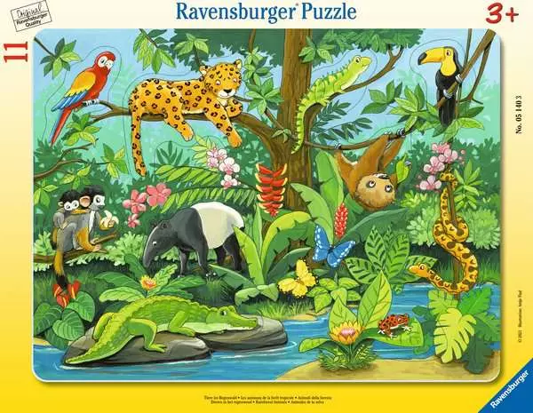 Kinderpuzzle ab 3 Jahren - Tiere im Regenwald - 11 Teile