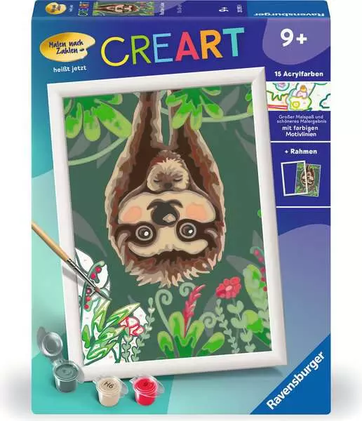 CreArt Faultier-Liebe - Malen nach Zahlen für Kinder ab 9 Jahren