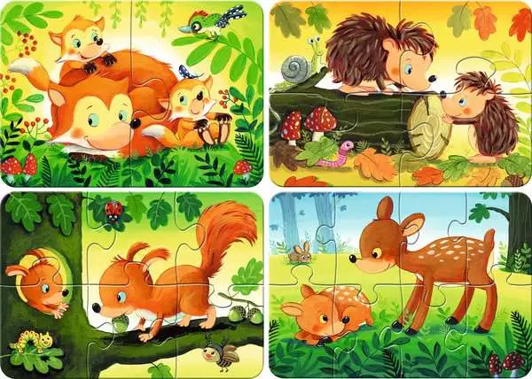 Kinderpuzzle ab 2 Jahren - Kleine Tierfamilien - 2 + 4 + 6 + 8 Teile