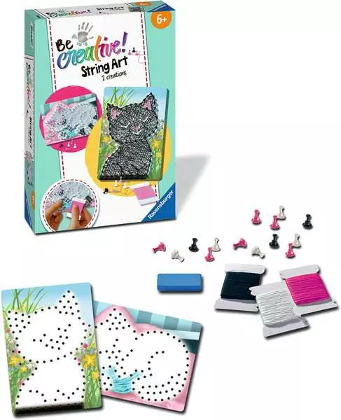 BeCreative Midi - String Art Katzen - Bastelset für Kinder ab 6 Jahren