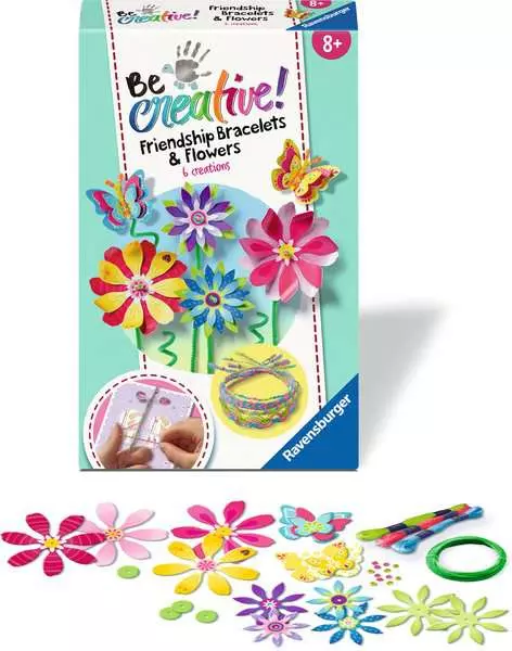 BeCreative Mini - Freundschaftsbändchen & Blumen - Bastelset für Kinder ab 8 Jahren