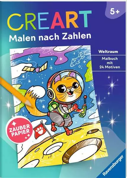 CreArt Malen nach Zahlen ab 5 - Zauberpapier: Weltraum