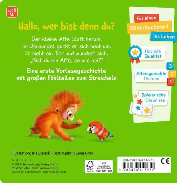 Mein erstes Vorlese-Fühlbuch - Bist du ein Affe?