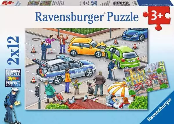 Kinderpuzzle ab 3 Jahren - Mit Blaulicht unterwegs - 12 Teile