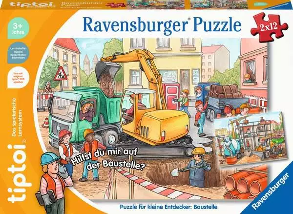 Kinderpuzzle ab 3 Jahren - Puzzle für kleine Entdecker: Baustelle - 12 Teile