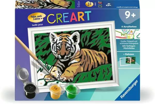 CreArt Süßer Tiger - Malen nach Zahlen für Kinder ab 9 Jahren