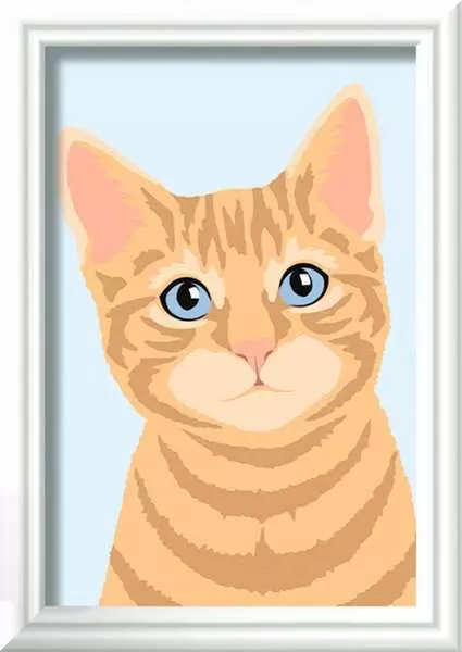 CreArt Niedliche Katze - Malen nach Zahlen für Kinder ab 7 Jahren