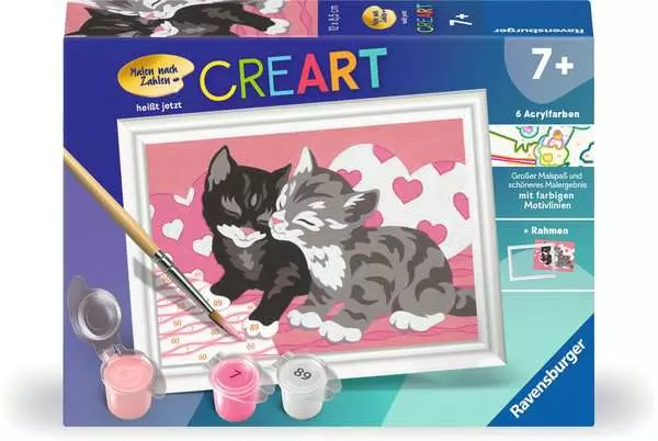 CreArt Kuschelkatzen - Malen nach Zahlen für Kinder ab 7 Jahren