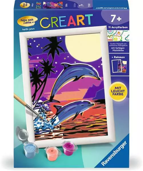 CreArt Delfine - Malen nach Zahlen für Kinder ab 7 Jahren