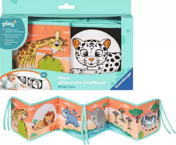 Mein allererstes Stoffbuch (für die Bauchlage): Wilde Tiere (Leporello)