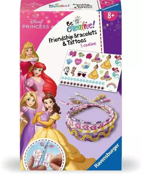 BeCreative Mini Disney Prinzessinnen - Bastelset Freundschaftsbändchen & Tattoos - Bastelset für Kinder ab 8 Jahren