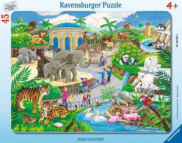 Kinderpuzzle ab 4 Jahren - Besucher im Zoo - 45 Teile