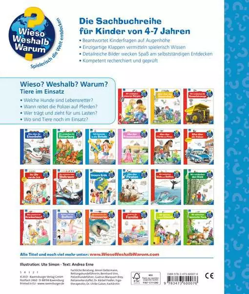 Ravensburger Wieso? Weshalb? Warum?. Band 16 - Tiere im Einsatz