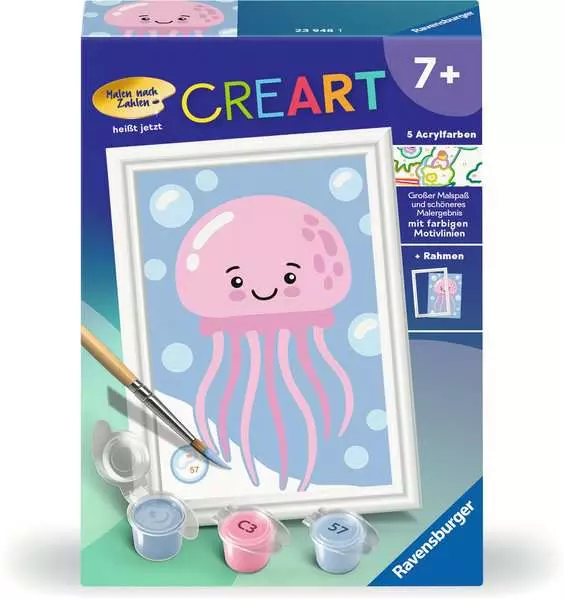 CreArt Fröhliche Qualle - Malen nach Zahlen für Kinder ab 7 Jahren