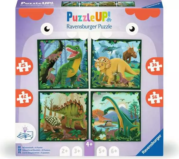 Kinderpuzzle ab 4 Jahren - Dinosaurier - 25 + 36 + 42 + 56 Teile