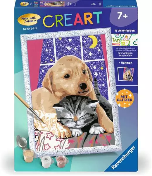 CreArt Flauschige Freunde - Malen nach Zahlen für Kinder ab 7 Jahren