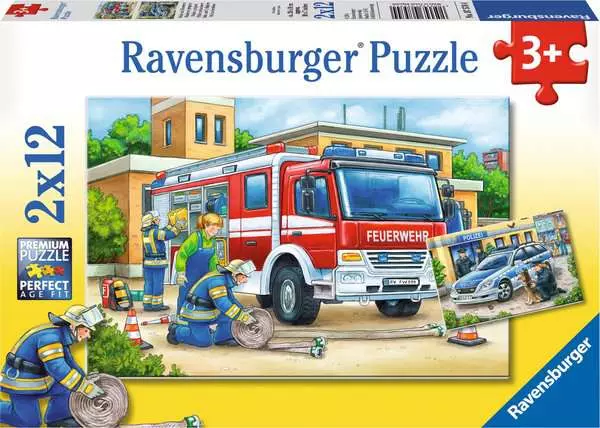 Kinderpuzzle ab 3 Jahren - Polizei und Feuerwehr - 12 Teile