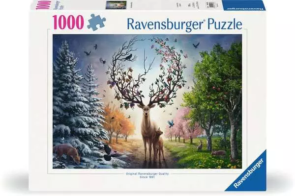Puzzle 1000 Teile - Der magische Hirsch und die vier Jahreszeiten