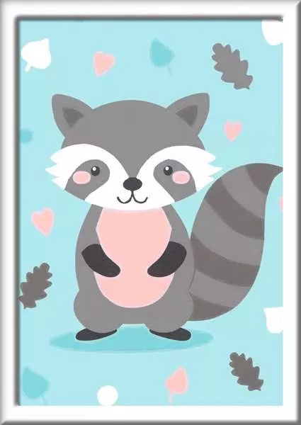 CreArt Süßer Waschbär - Malen nach Zahlen für Kinder ab 7 Jahren