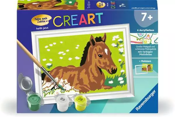 CreArt Kleines Fohlen - Malen nach Zahlen für Kinder ab 7 Jahren