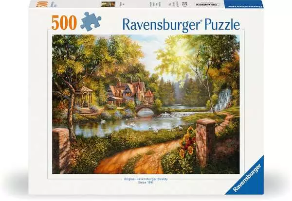 Puzzle 500 Teile - Hütte am Fluss