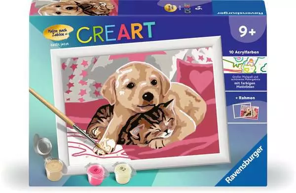 CreArt Beste Freunde - Malen nach Zahlen für Kinder ab 9 Jahren