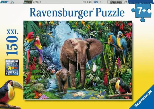 Kinderpuzzle ab 7 Jahren - Dschungelelefanten - 150 Teile