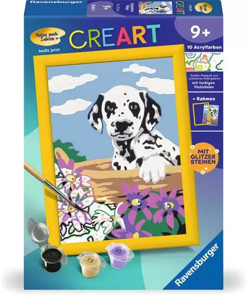 CreArt Dalmatiner Welpe - Malen nach Zahlen für Kinder ab 9 Jahren