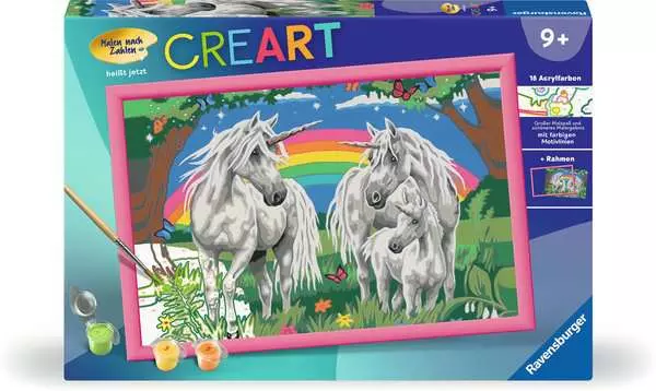 CreArt Fabelhafte Einhornwelt - Malen nach Zahlen für Kinder ab 9 Jahren