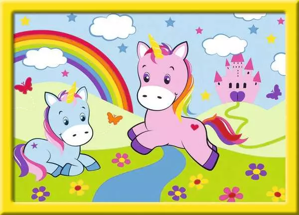 CreArt Traumhafte Einhornwelt - Malen nach Zahlen für Kinder ab 7 Jahren