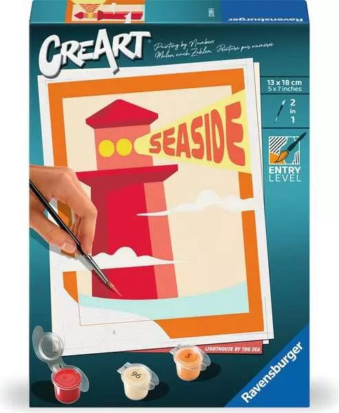 CreArt Leuchtturm am Strand - Malen nach Zahlen für Erwachsene