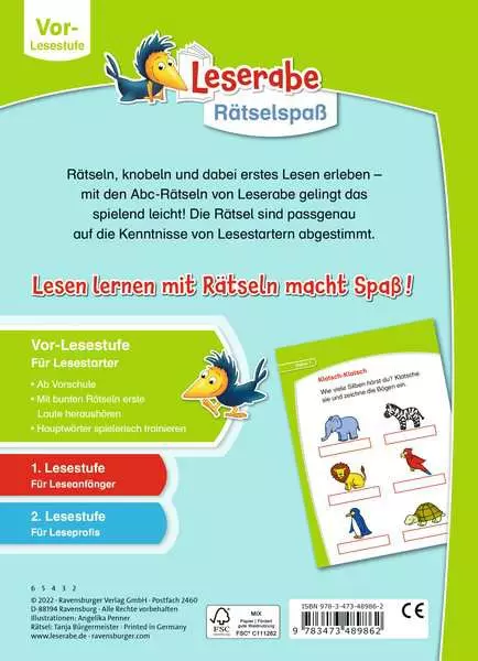 Leserabe Rätselspaß - Abc-Rätsel für Lesestarter (Vor-Lesestufe)