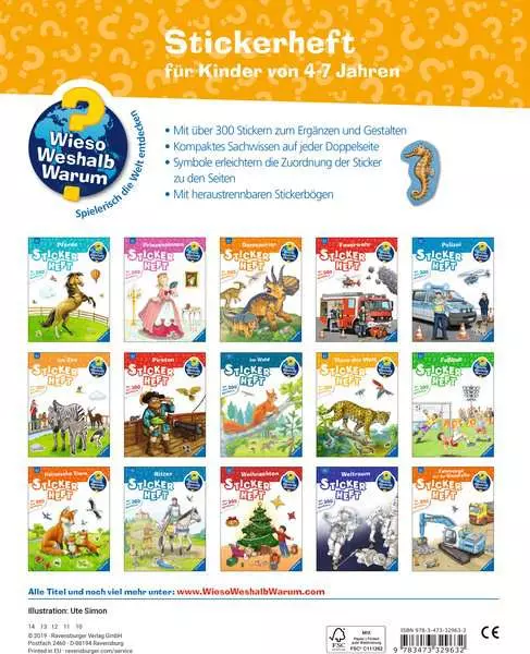 Ravensburger Wieso? Weshalb? Warum? Stickerheft - Tiere der Welt