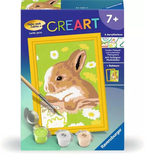 CreArt Häschen Flecki - Malen nach Zahlen für Kinder ab 7 Jahren