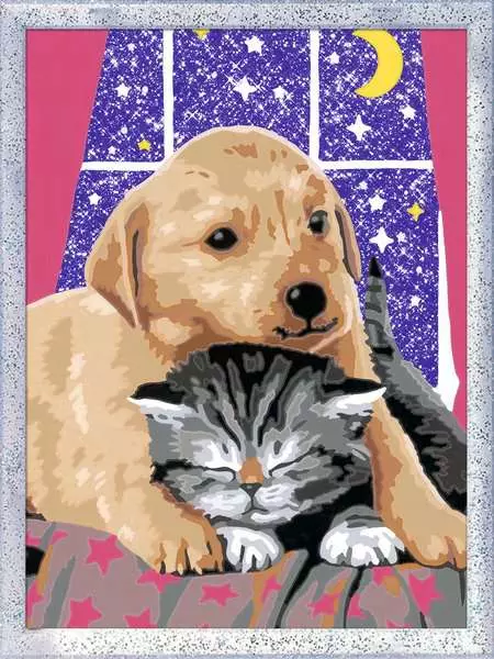 CreArt Flauschige Freunde - Malen nach Zahlen für Kinder ab 7 Jahren