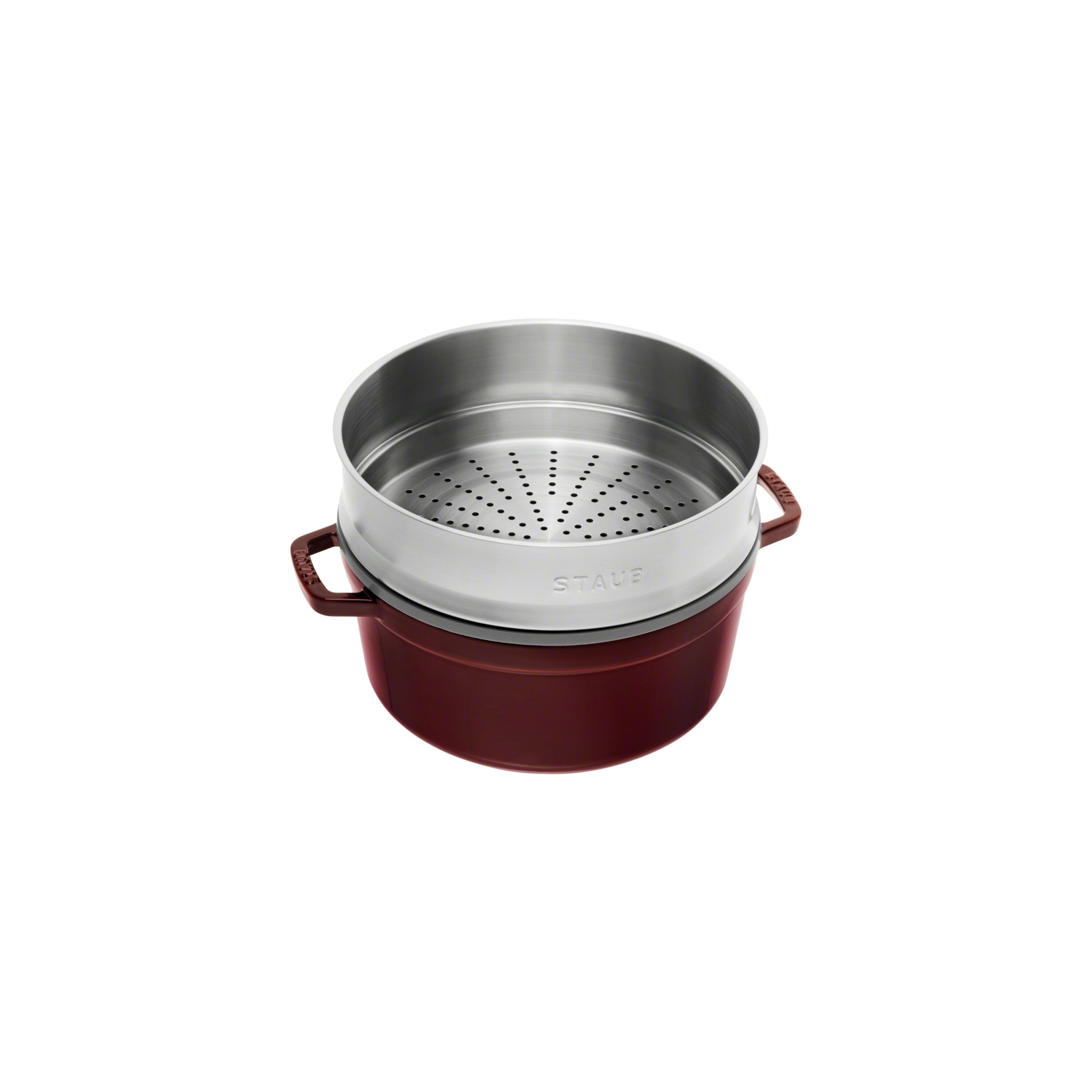 Staub        La Cocotte                Cocotte mit Dämpfeinsatz 26 cm, rund, Grenadine-Rot, Gusseisen