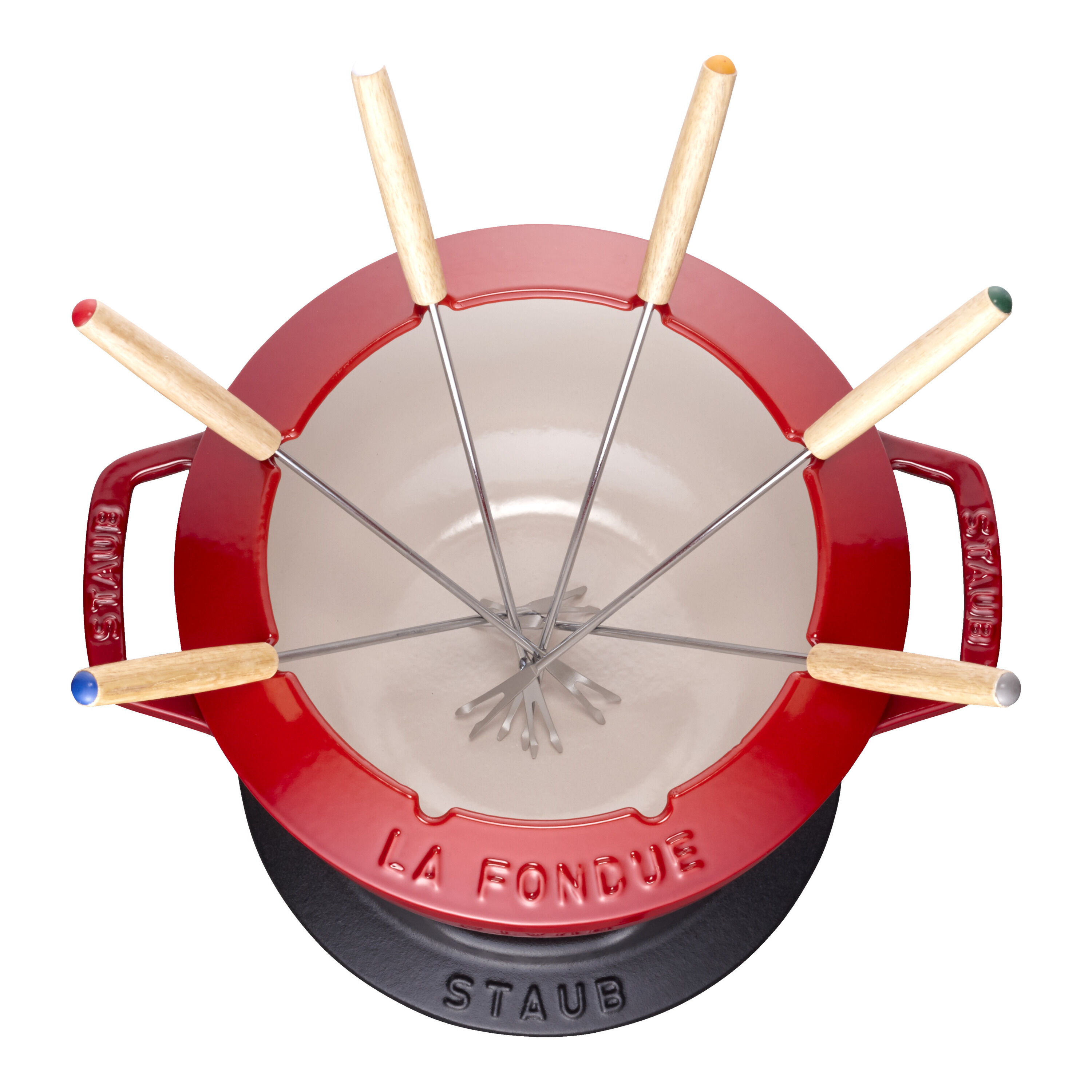 Staub        Specialities                Fondue Set 20 cm, rund, Kirsch-Rot, Gusseisen