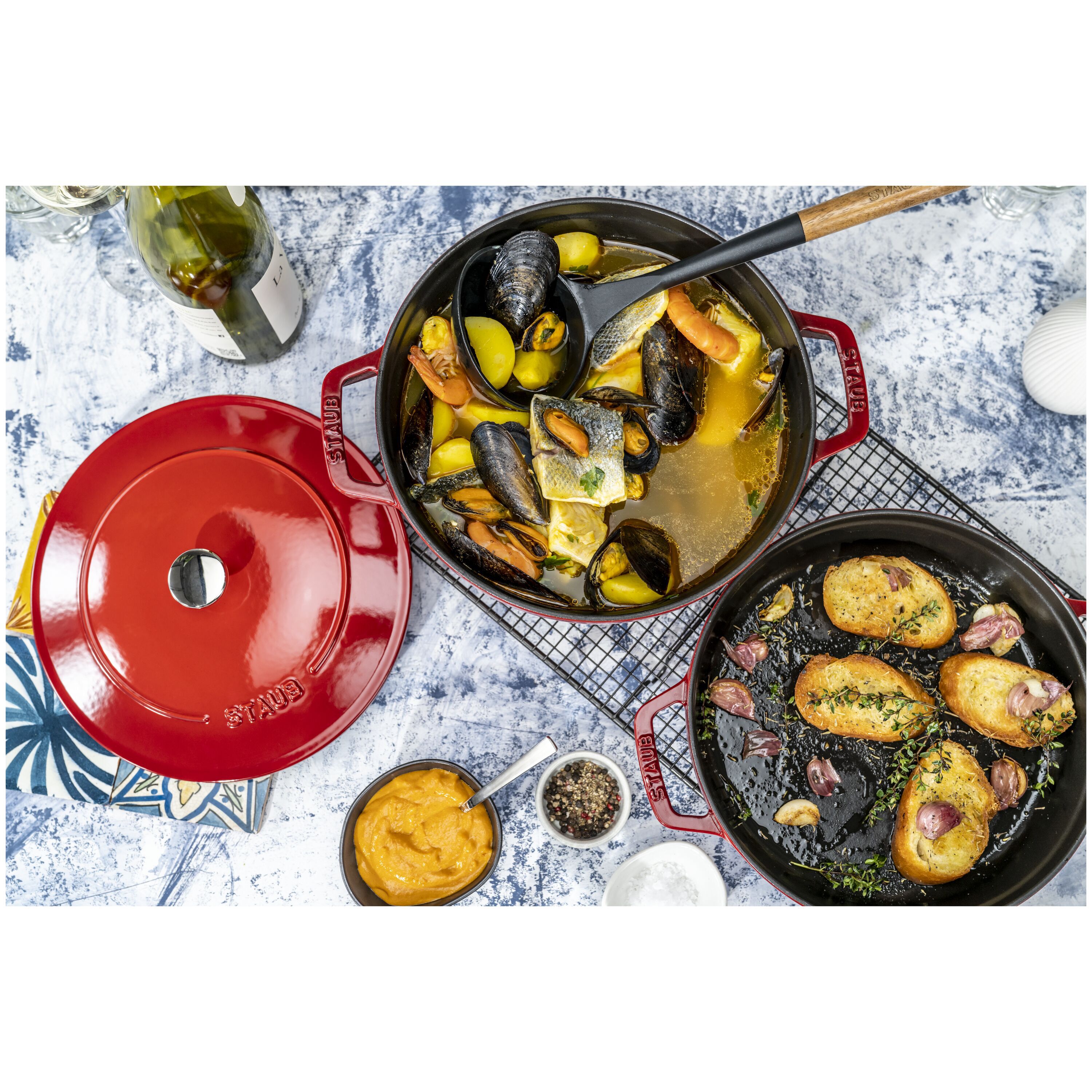 Staub        Stackable Set                Kochtopfset Stackable 2-tlg, rund, Kirsch-Rot, Gusseisen