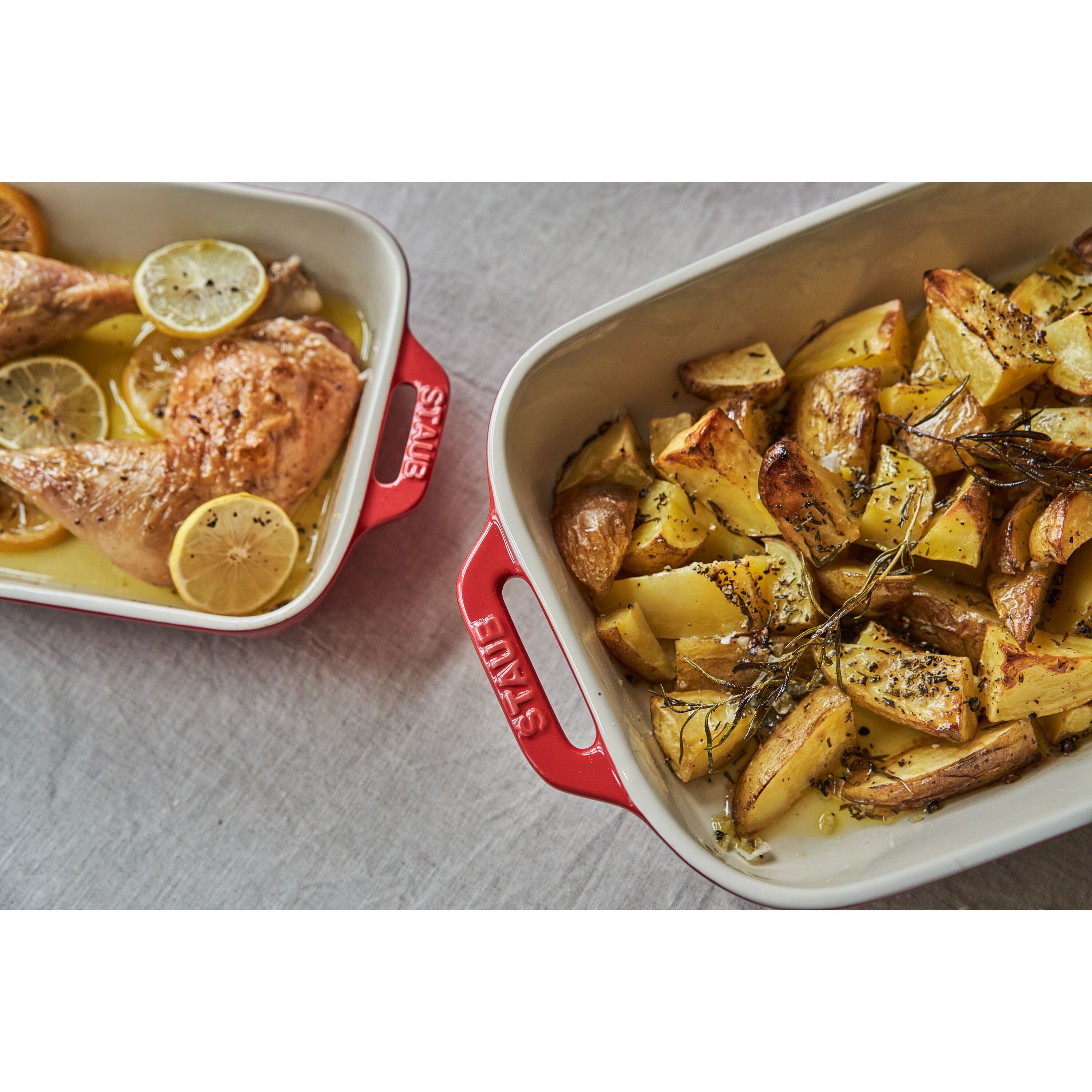 Staub        Ceramique                Auflaufform 34 x 24 cm, rechteckig, Kirsch-Rot, Keramik