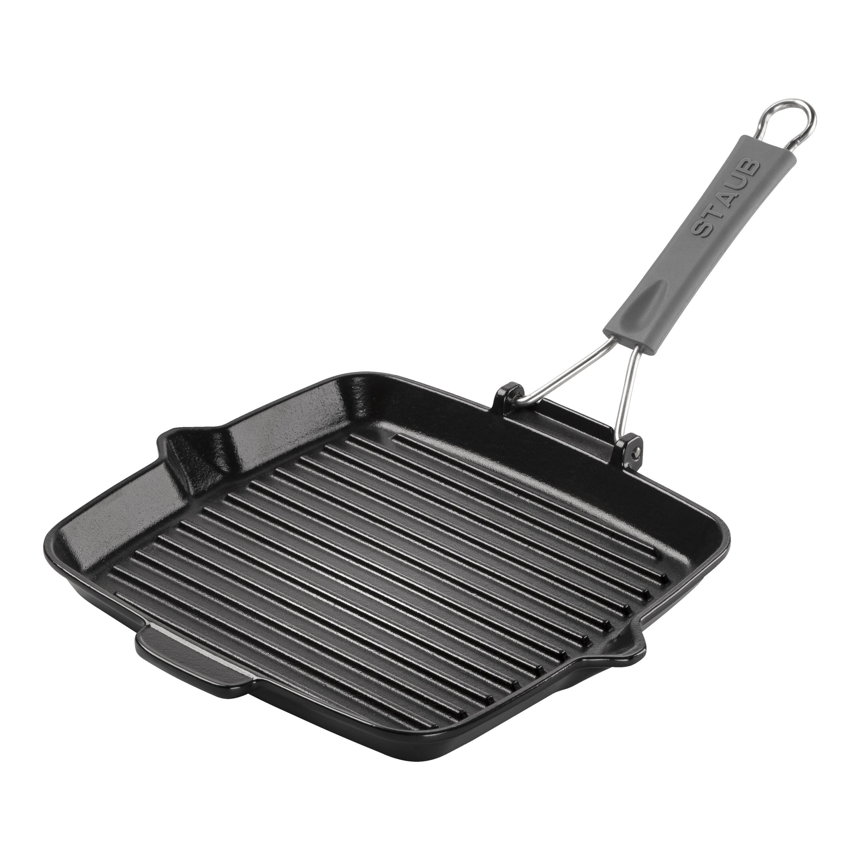 Staub        Grill Pans                Grillpfanne mit Ausgießnase 24 cm, quadratisch, Schwarz, Gusseisen