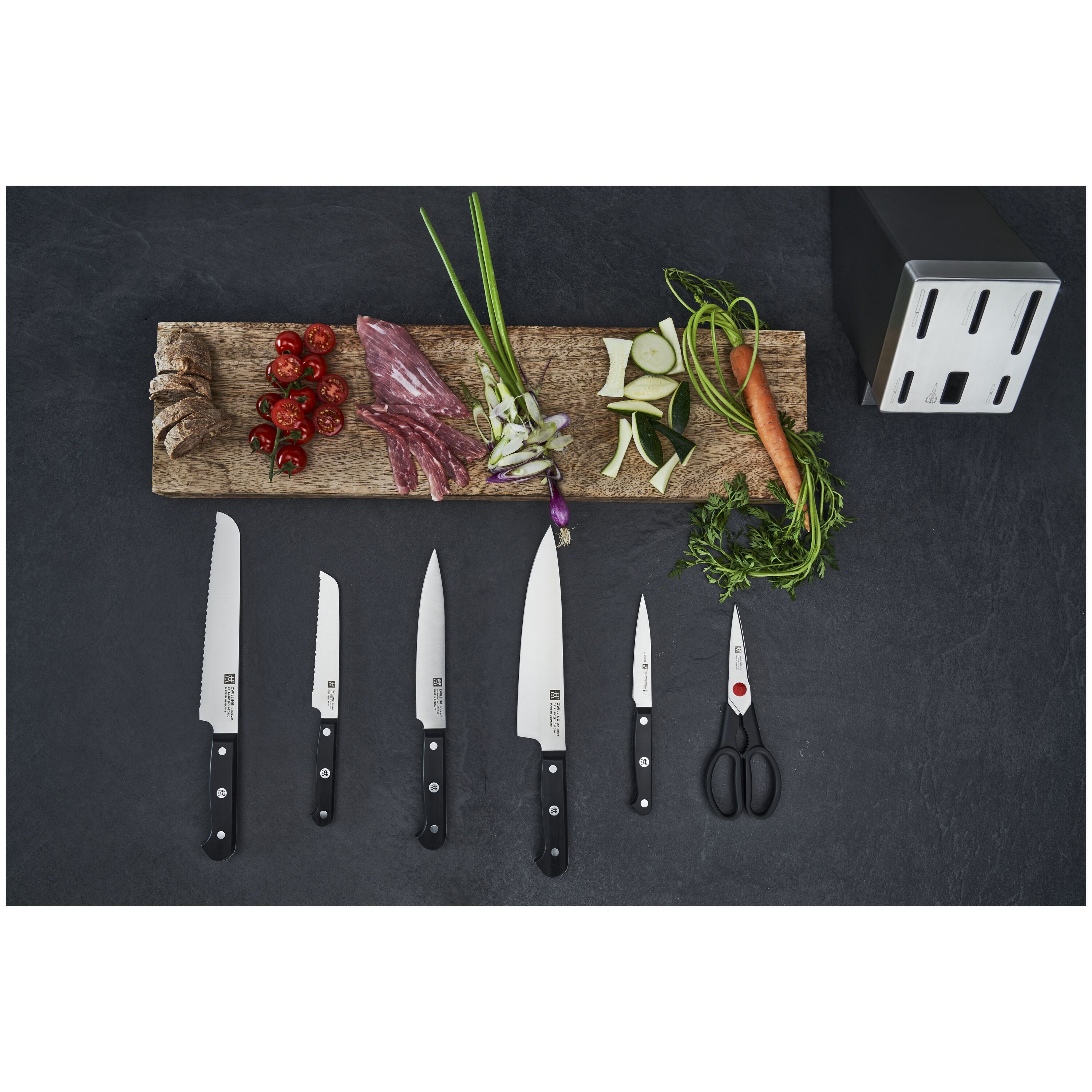 ZWILLING        Gourmet                7-tlg, Selbstschärfender Messerblock, Grau