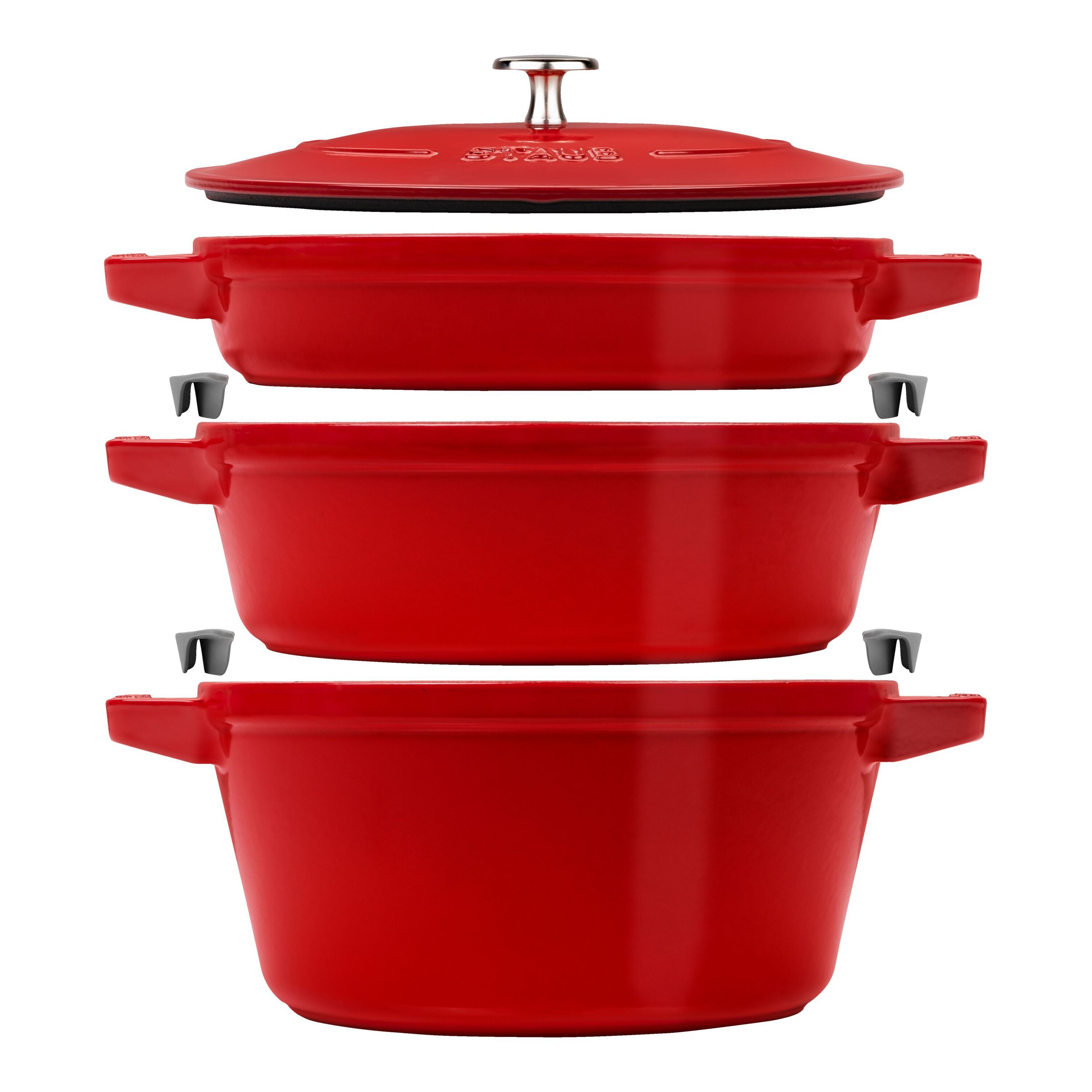 Staub        Stackable Set                Kochtopfset Stackable 3-tlg, rund, Kirsch-Rot, Gusseisen