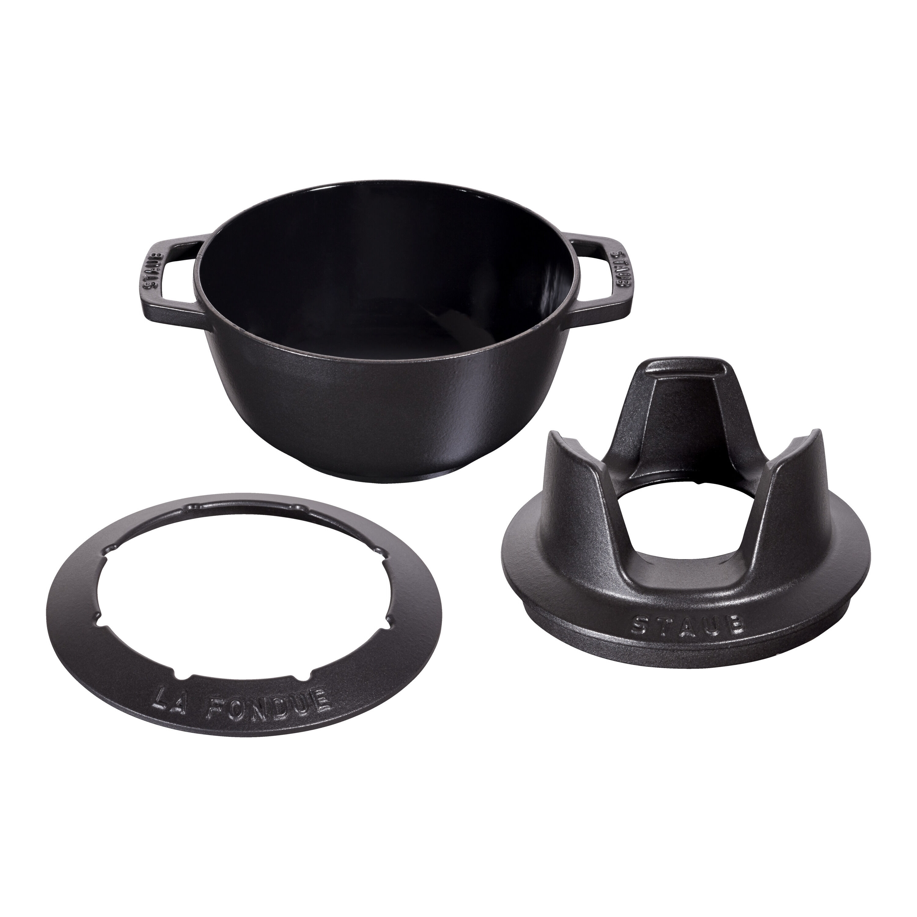 Staub        Specialities                Fondue Set 20 cm, rund, Schwarz, Gusseisen