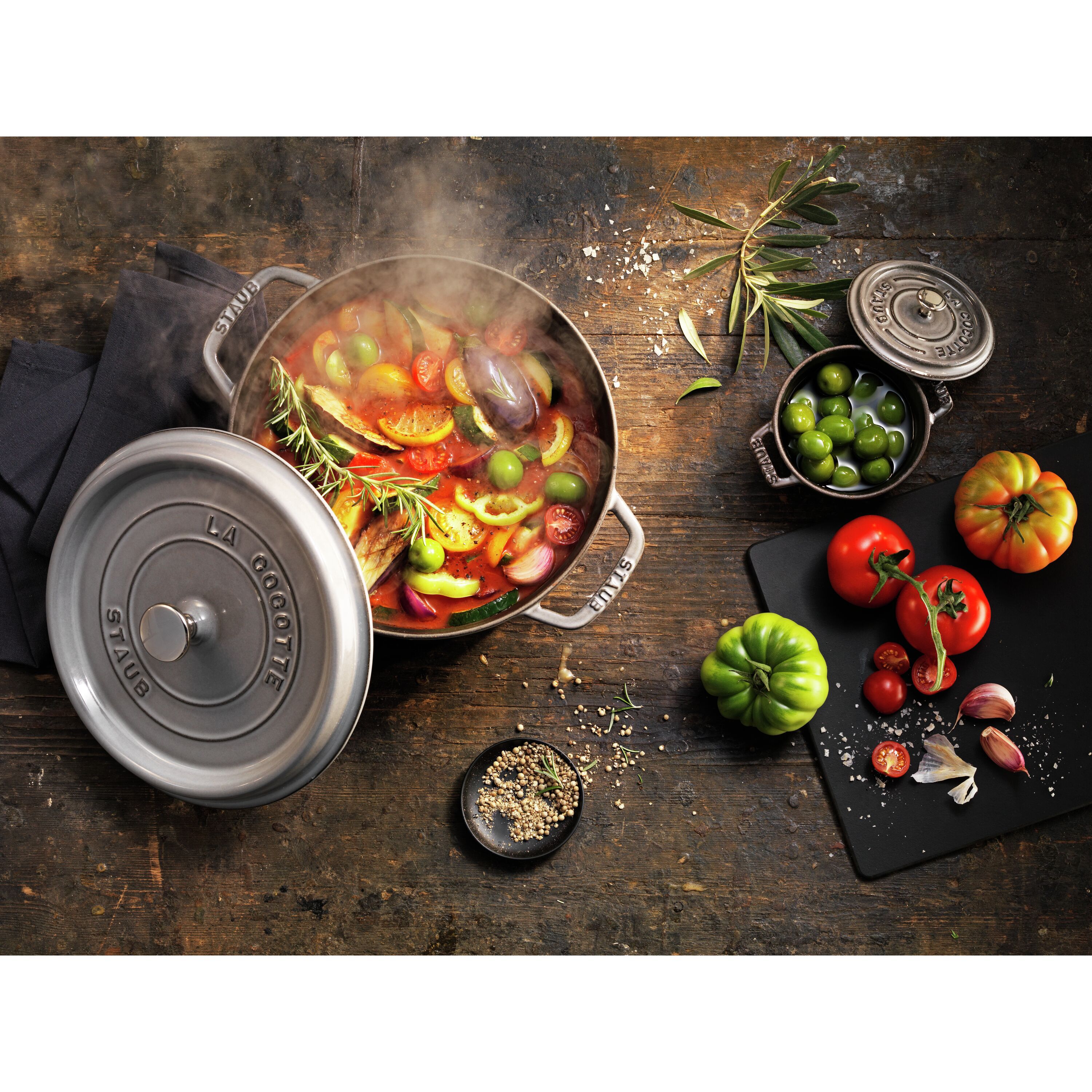 Staub        La Cocotte                Cocotte 34 cm, rund, Graphit-Grau, Gusseisen
