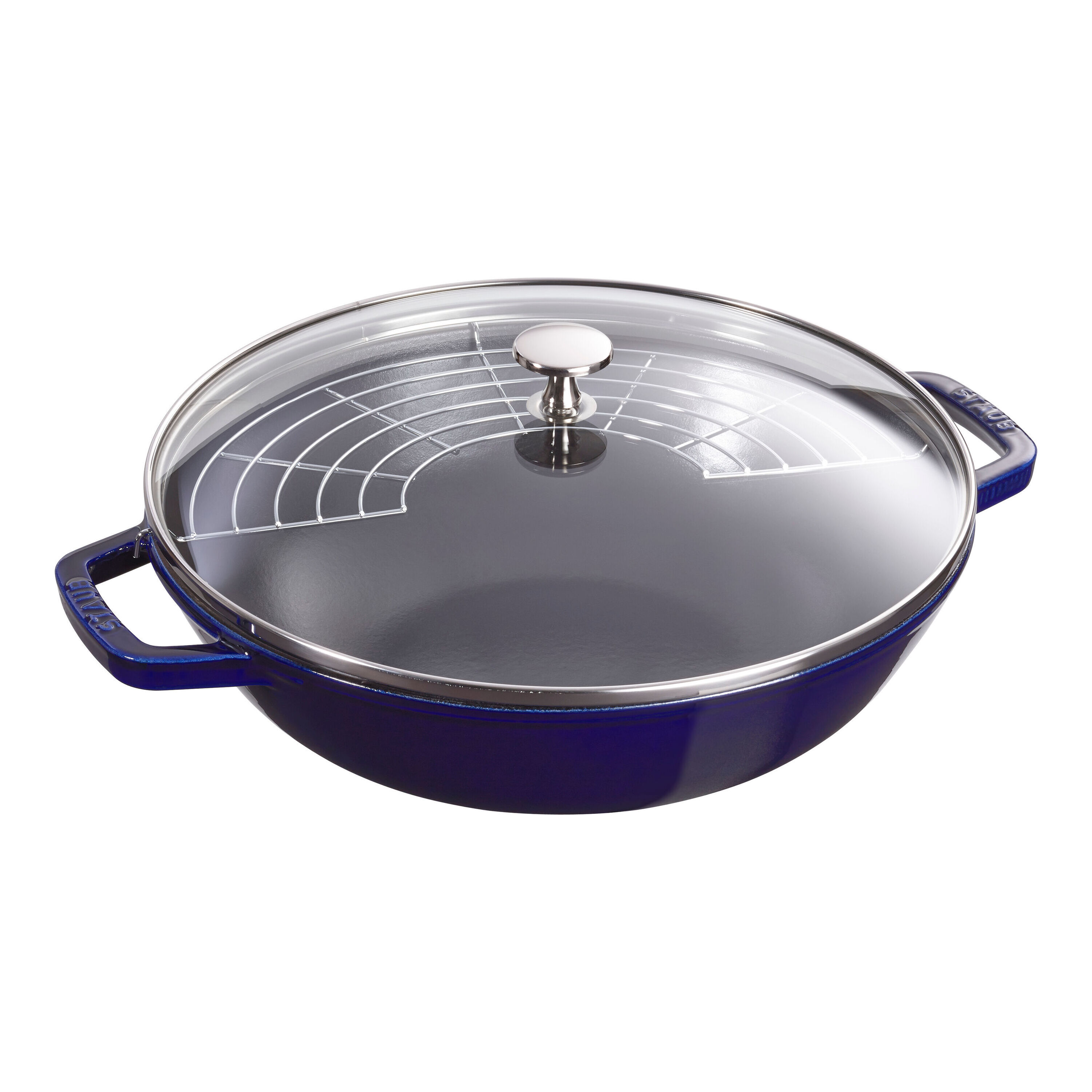 Staub        Specialities                Wok mit Glasdeckel 30 cm, rund, Dunkelblau, Gusseisen