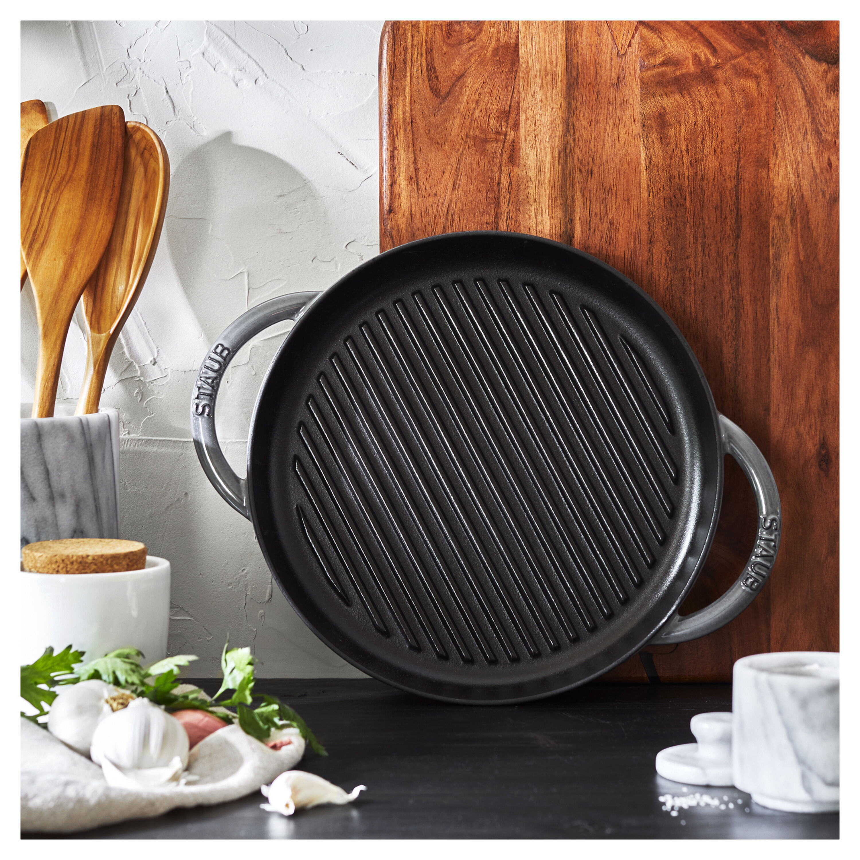 Staub        Grill Pans                Pure Grill 26 cm, rund, Graphit-Grau, Gusseisen