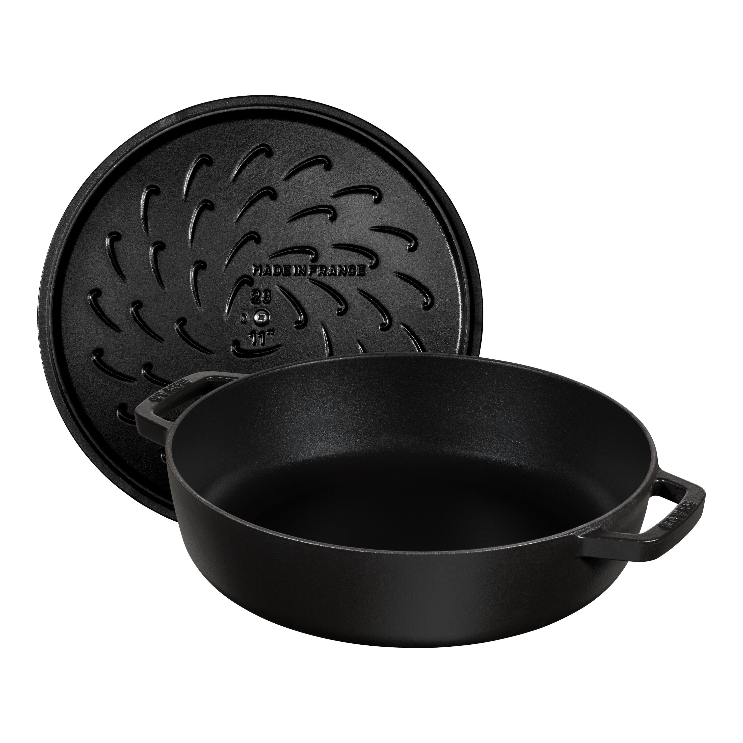 Staub        Braisers                Bräter mit Chistera Drop-Structure 24 cm, rund, Schwarz, Gusseisen