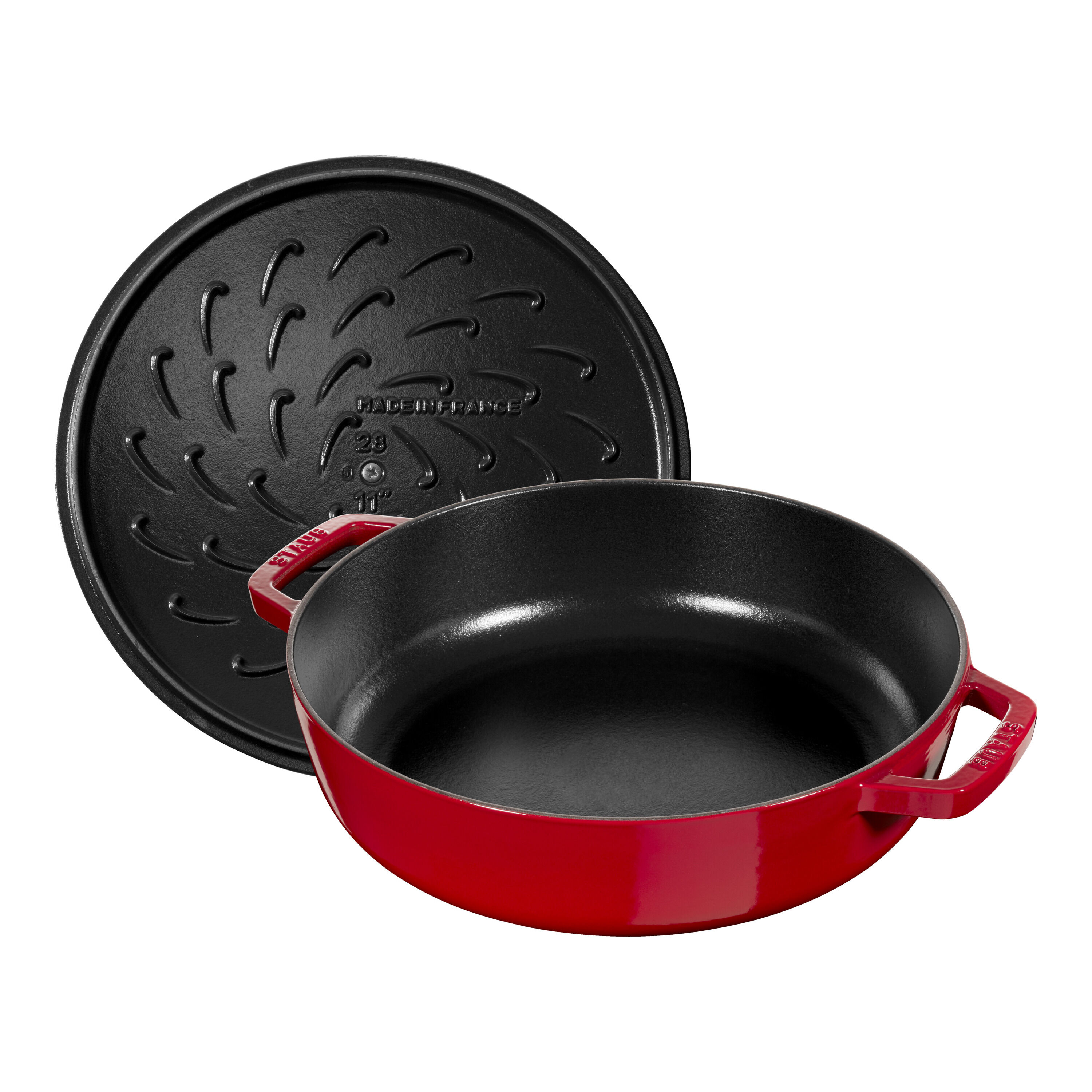 Staub        Braisers                Bräter mit Chistera Drop-Structure 24 cm, rund, Kirsch-Rot, Gusseisen